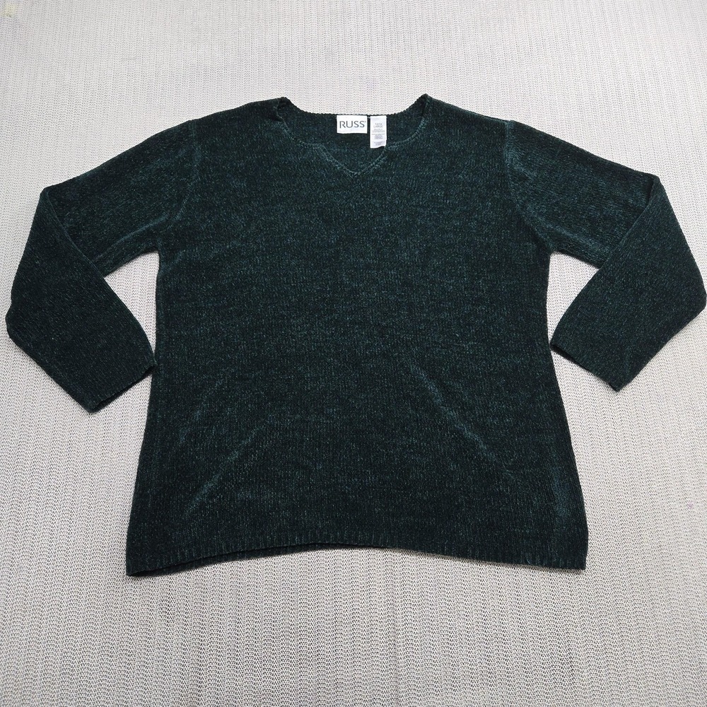Russ Sweater Womens Large Chenille Soft Knit Pullover Cozy Classic‎ Long Sleeve